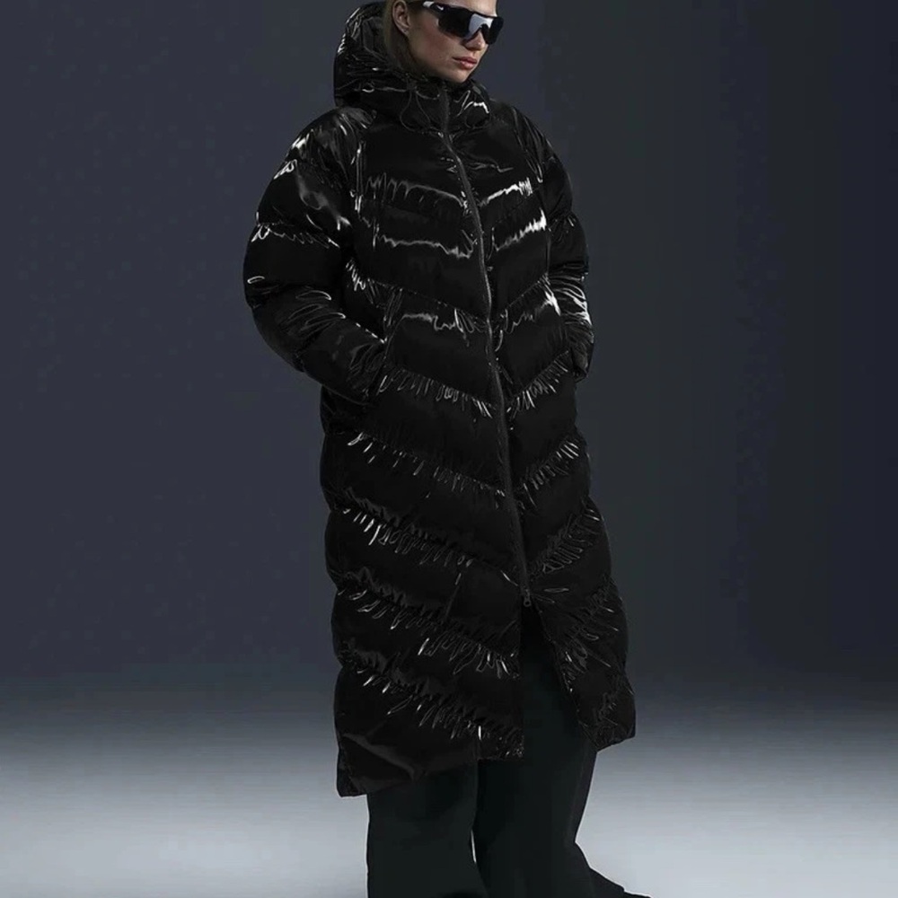 Nike wind puffer loose fit shiny black coat size XXLNWT $400